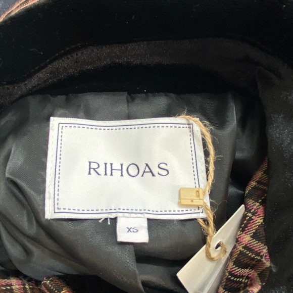 RIHOAS NWT Brown Pink Plaid Double Breasted Cape Coat Size XS - Picture 8 of 10